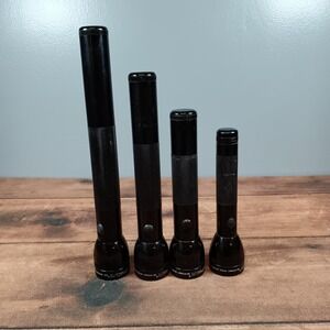 Maglite Flashlight Lot 4 Black Aluminum D Cell LED Tactical Heavy Duty